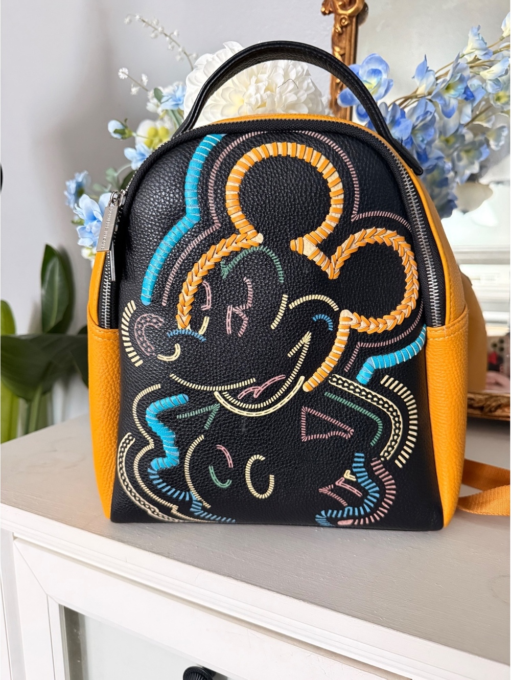 Danielle Nicole Disney Mickey Mouse Retro Multicolored Whipstitch Mini Backpack